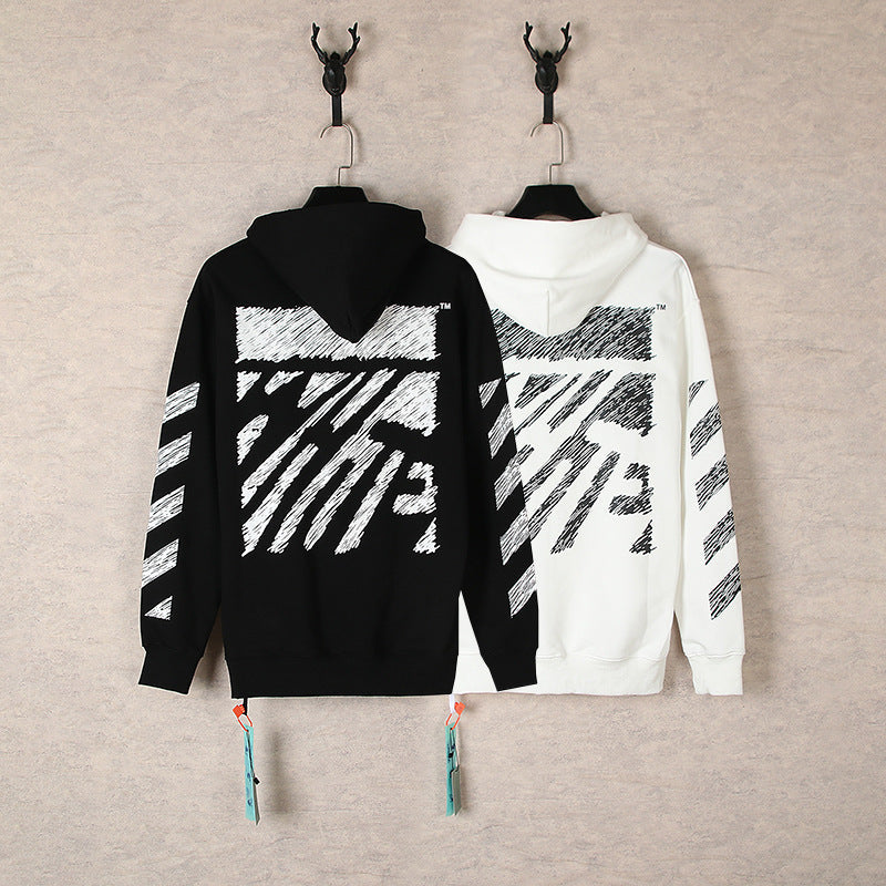 OW hoodie sketch pattern arrow terry hooded