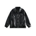 Unisex Jacket Fall Loose Lapels PU Leather Jacket Retro Biker's Coat