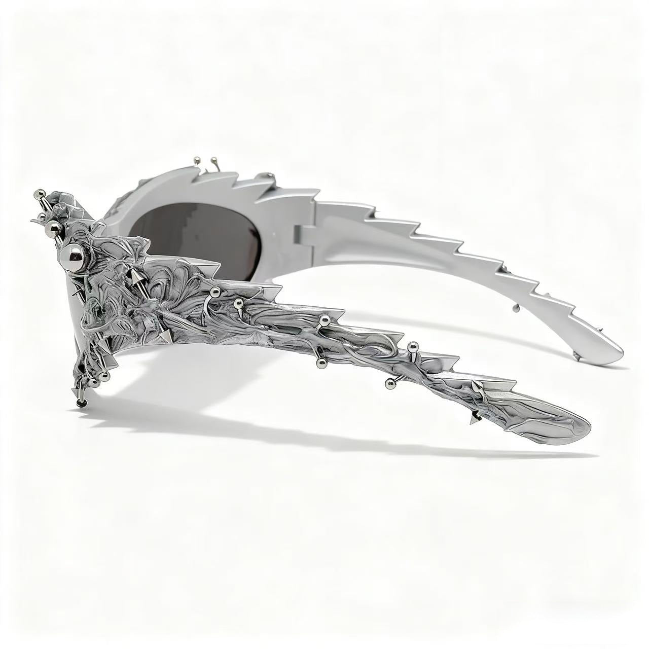 Trendy punk glasses dark asymmetrical frame
