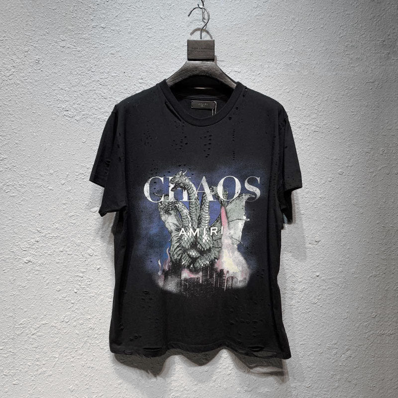 Amiri T Shirt Short Sleeve Printed Casual Hip Hop T-shirt Men