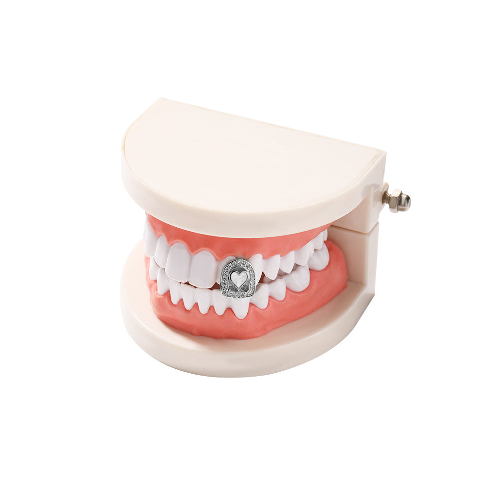 Grillz shell love single tooth braces real gold HIPHOP Royalty