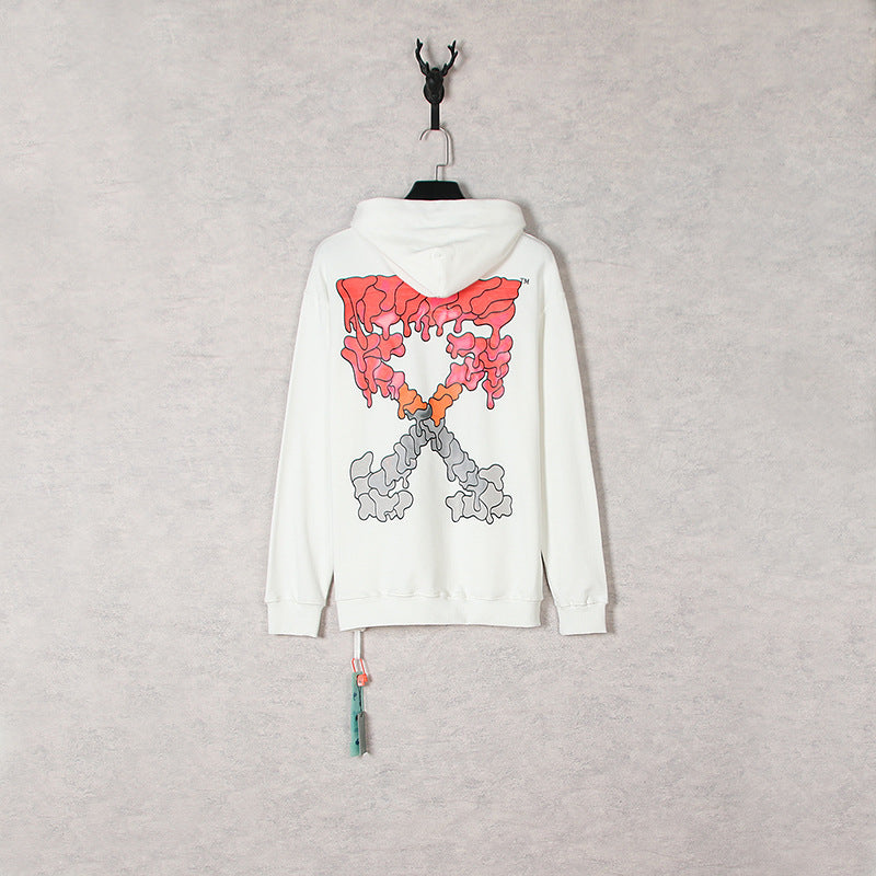 OW  hoodie渐变溶化箭头图案连帽