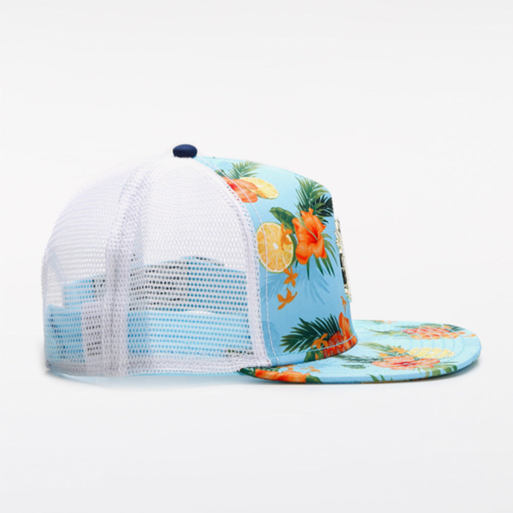 Trendy flat brimmed snapback hats summer mesh sunshade