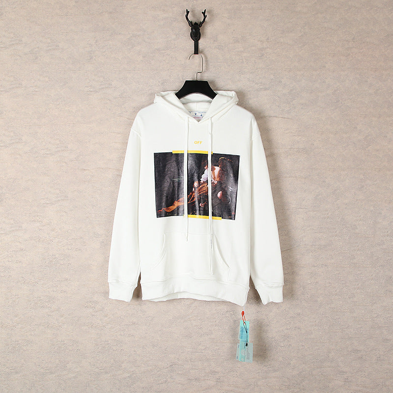 OW  hoodie oil painting series pattern arrow hooded