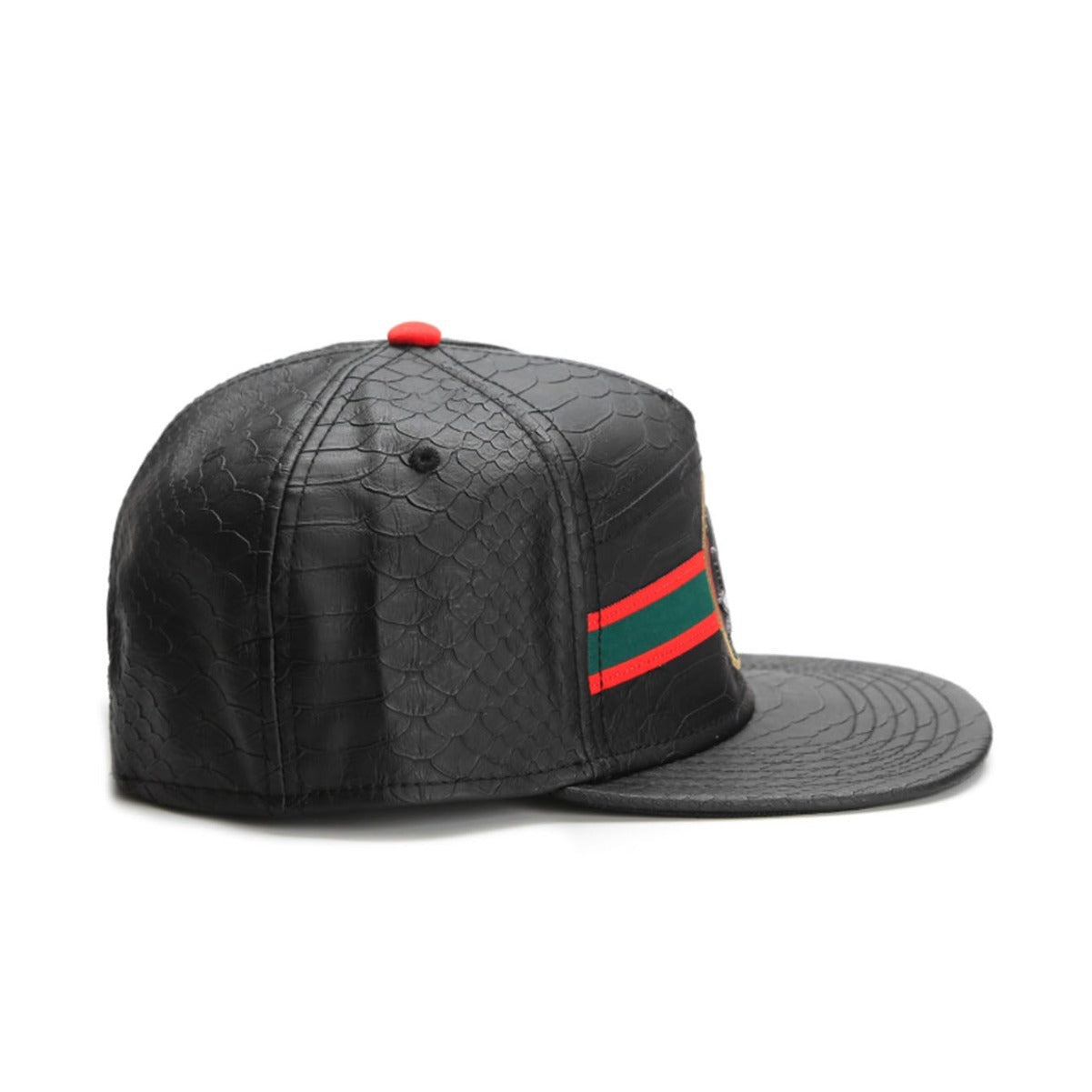 Trendy flat brimmed snapback hats leather metal logo adjustable