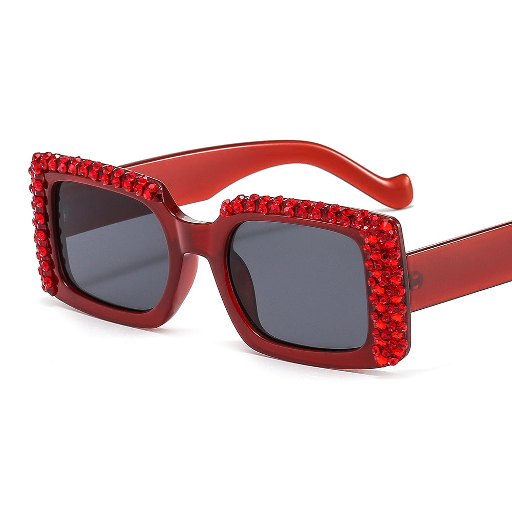 Trendy punk glasses diamond sunglasses uv protection