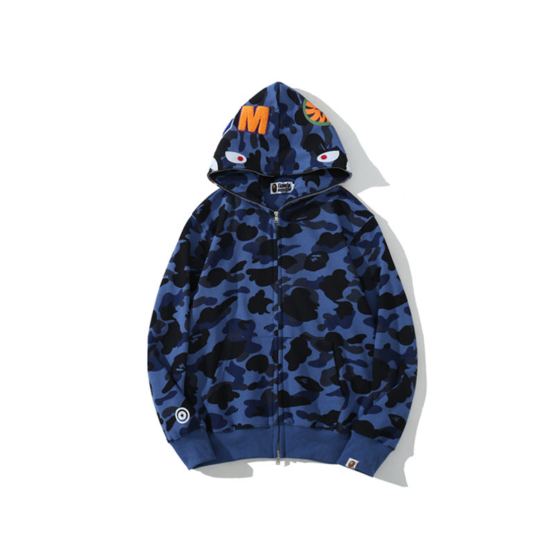 Ape Hoodie Classic Camo Shark Hooded Cardigan Zip Embroidery
