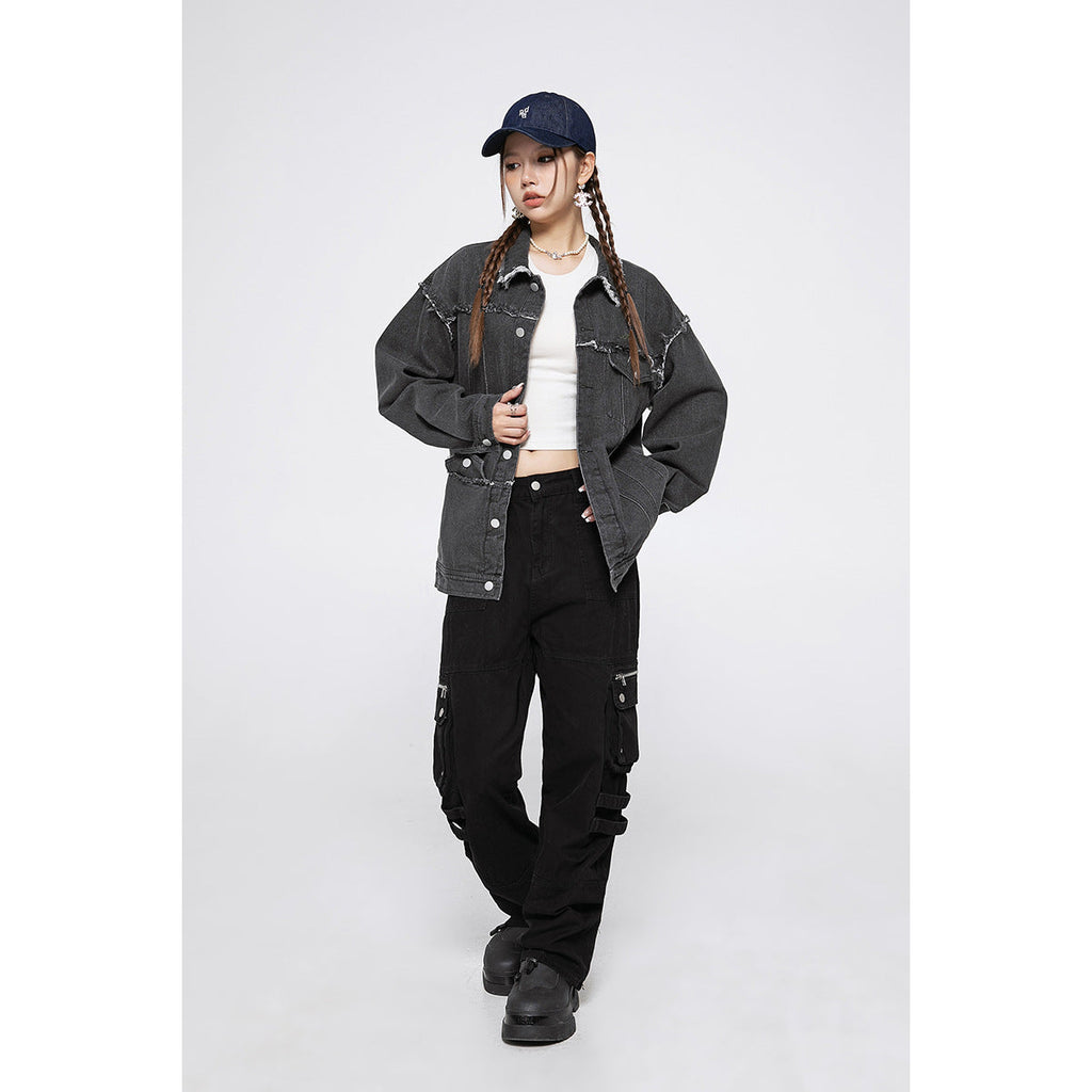 Unisex Jacket Vintage Denim Jacket for Men and Women Couple Loose Cardigan Coat