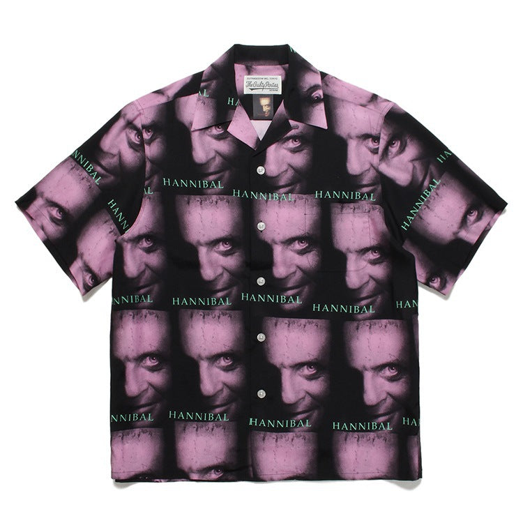 GUILTYPARTIES TIGER Shirts 22ss Exclusive Hannibal Movie Series Portrait Full Print Short Sleeve Shirt Men