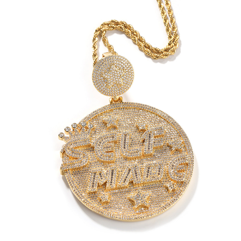 Jewelry selfmade letter pendant full diamond necklace Cannabis Word Up snowflake St. Valentine's Spectrum
