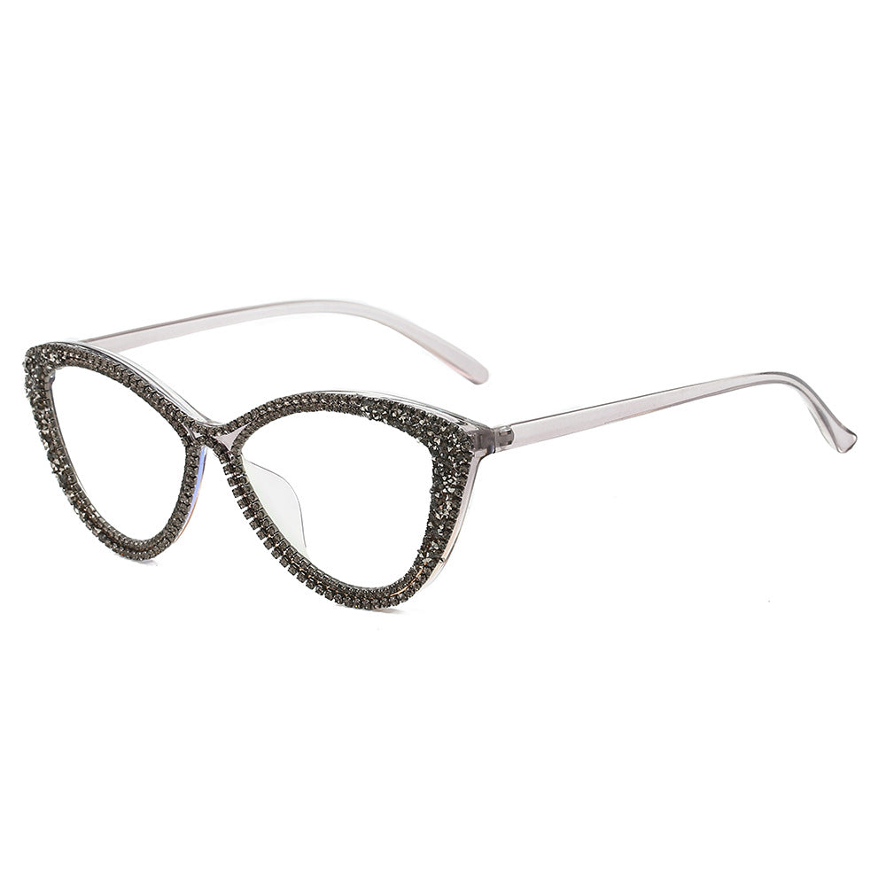 Trendy punk glasses diamond cat eyes