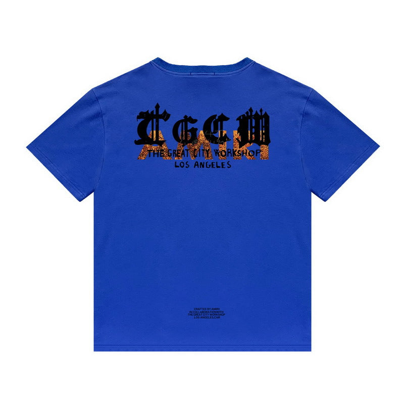 Amiri T Shirt Printed Casual Hip Hop round Neck Short Sleeve T-shirt