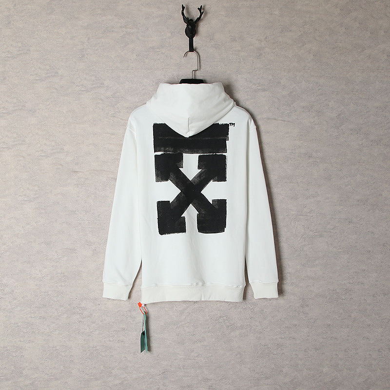 OW  hoodie three-dimensional arrow pattern pullover hoodie