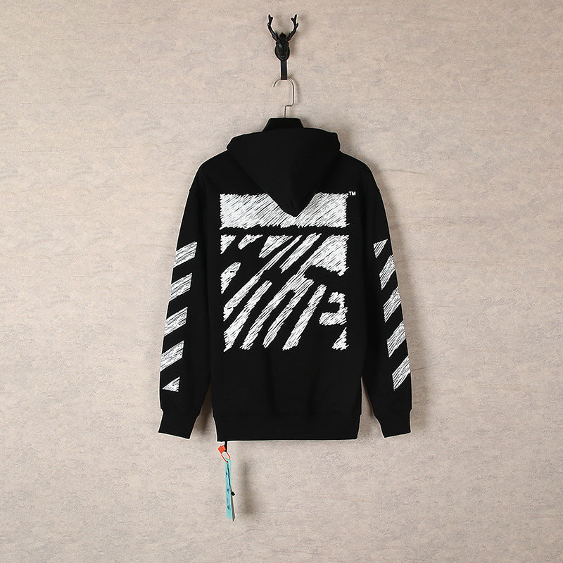 OW hoodie sketch pattern arrow terry hooded