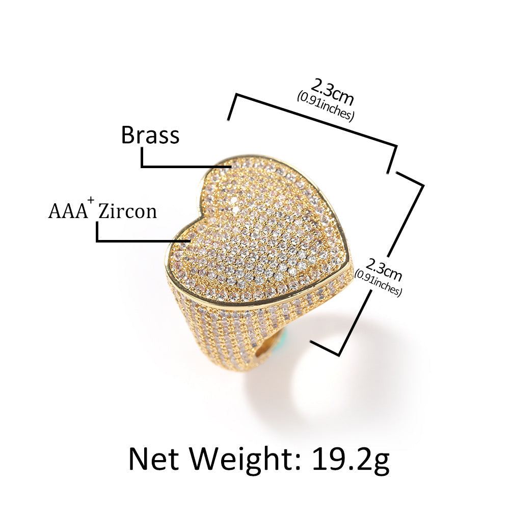 Rings Hip Hop Ring Copper 3A Zircon Love Ring Spectrum