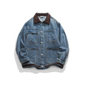 Unisex Jacket Vintage Amekaji Washed Denim Jacket Casual Loose Overalls