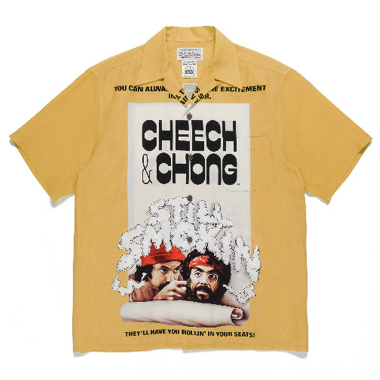 GUILTYPARTIES TIGER Shirts 22ss SMOKIN CHEECH & CHONG Hawaiian Short Sleeve Shirt Men