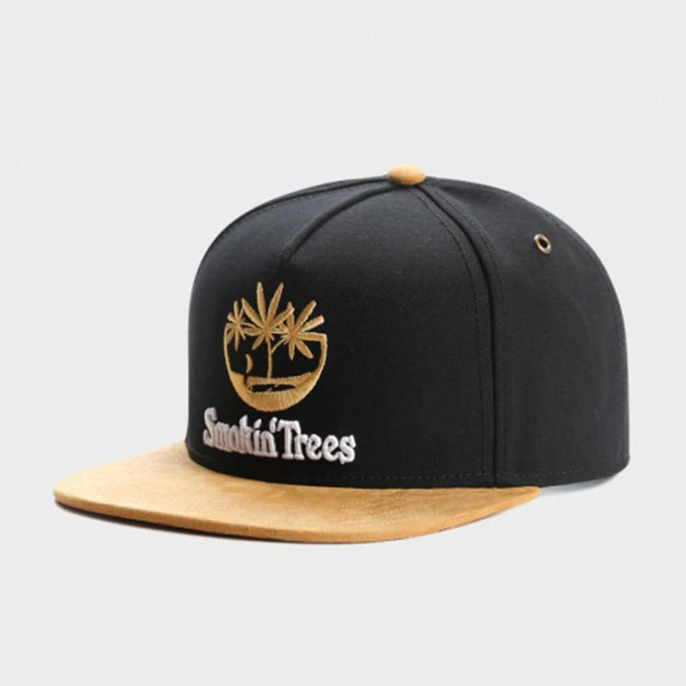 Trendy flat brimmed snapback hats smokin' trees cap sunshade