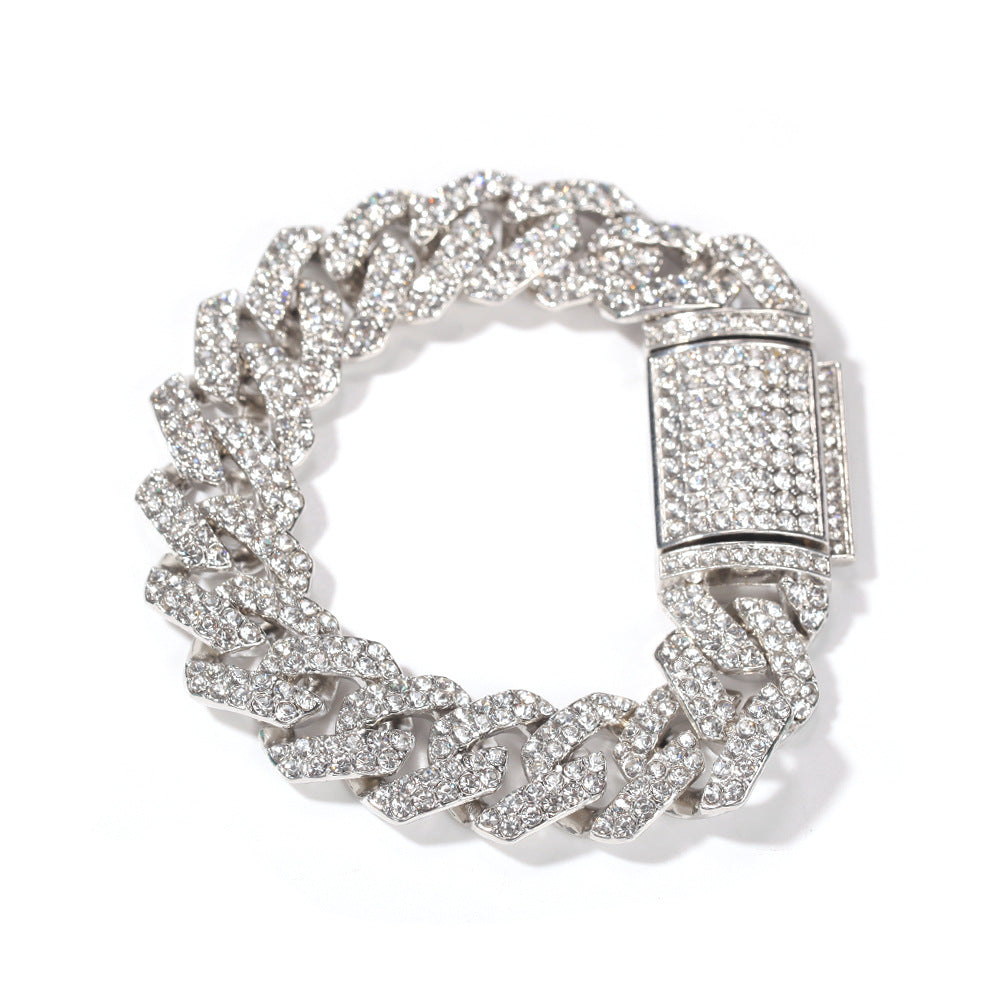 Bracelet Hip Hop Style ins Fashion 18mm Cuban Bracelet Alloy Bracelet Spectrum St. Valentine's