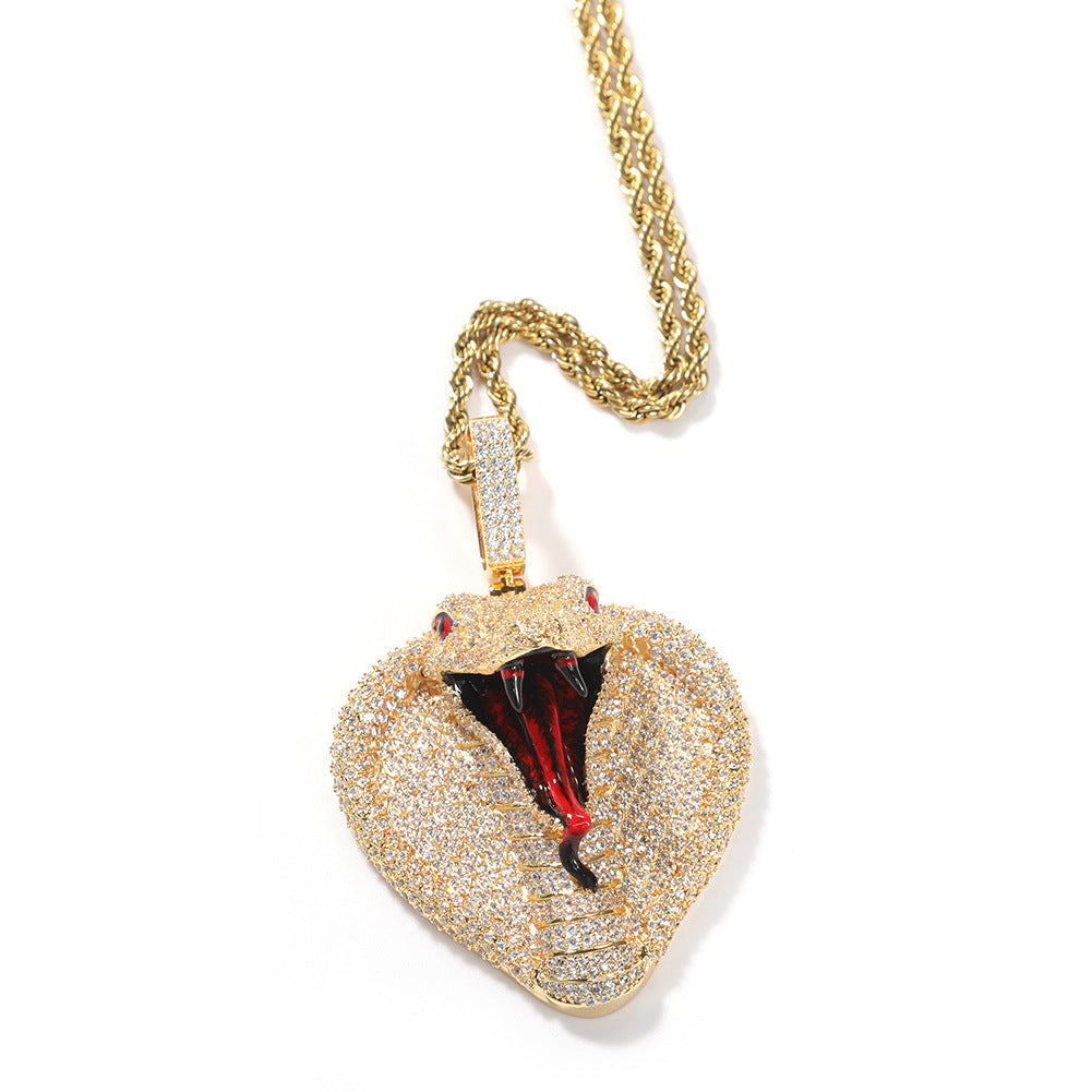 Jewelry Cobra Hip Hop Pendant Copper with Zircon ins Far East
