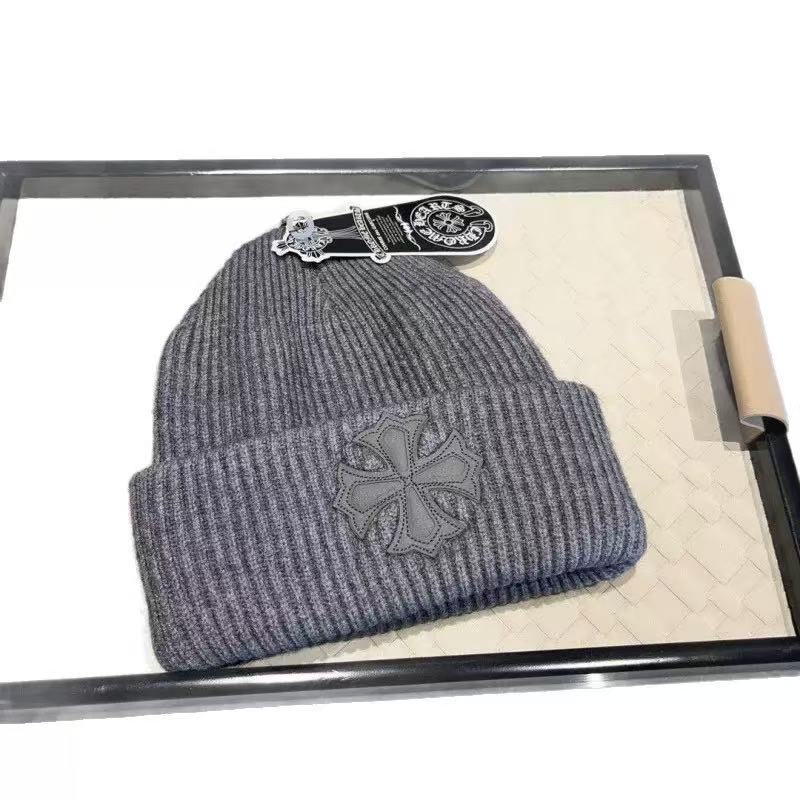 Chrome Hearts Knit Hat - Warm, Casual, Trendy Winter Streetwear Fashion Versatile Jacquard Wool Hat European and American Casual Warm Cold Hat Cross-border Knitted Hat Xiaoxiang Hat