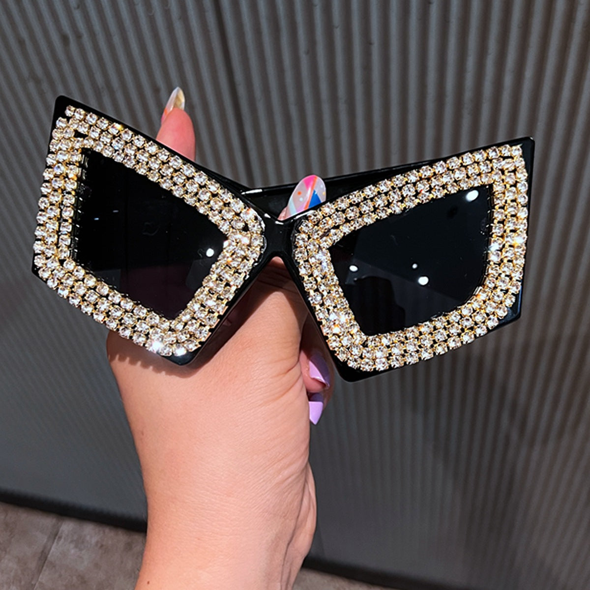Trendy punk glasses with diamonds
