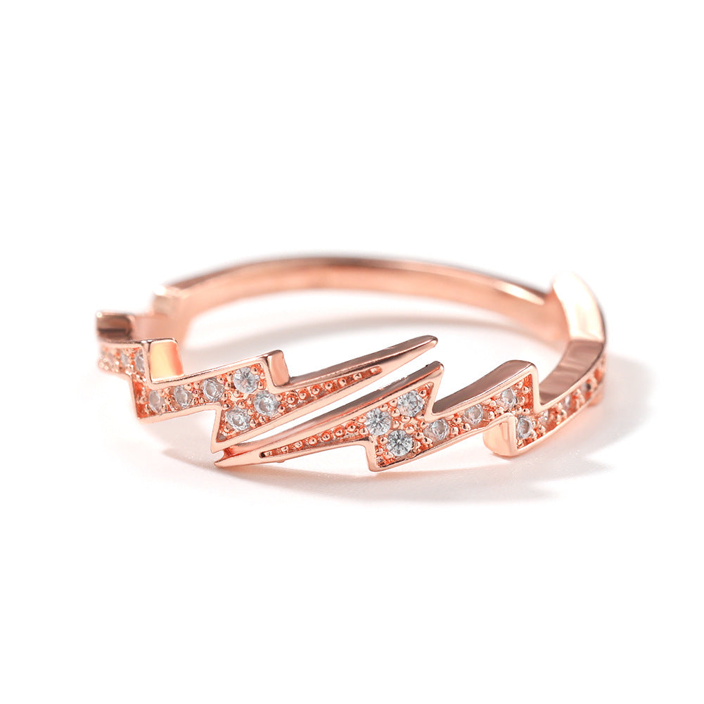Rings Hip Hop Copper Zircon Cool Lightning Ring Spectrum