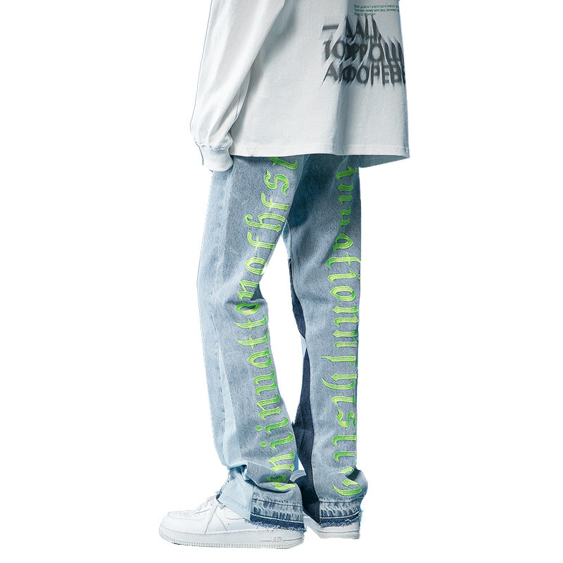 Men Jeans Spring Jeans Men's Loose Slim Fit Trousers Straight Pants