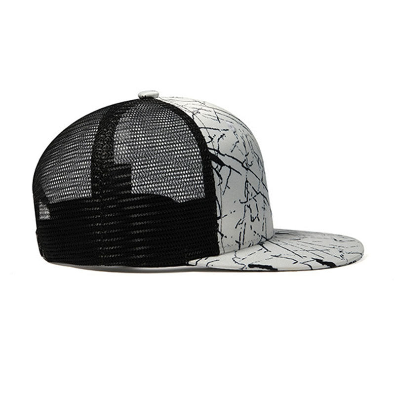Trendy flat brimmed snapback hats summer mesh sunshade breathable