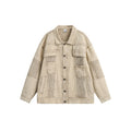 Unisex Jacket Washed Denim Clothes Jacket Men and Women Lapel Overalls
