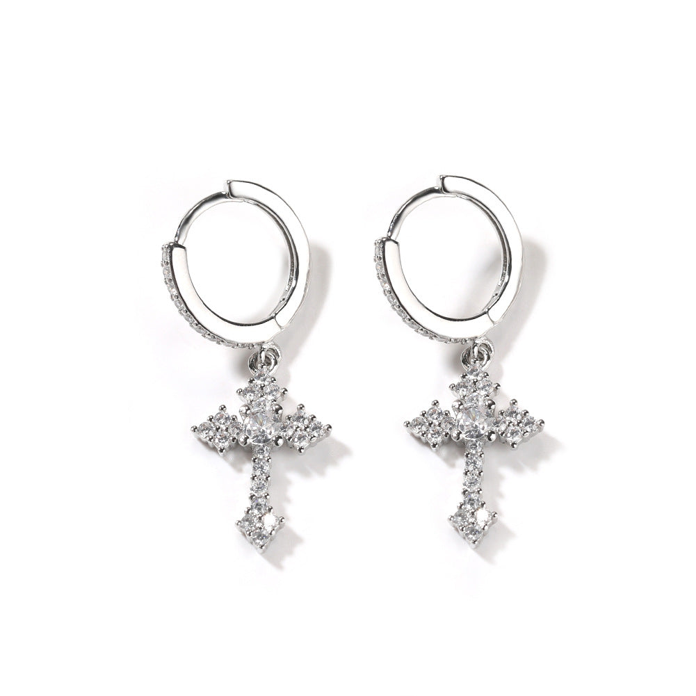 Earrings Zircon Cross Pendant Earrings Crosses Spectrum