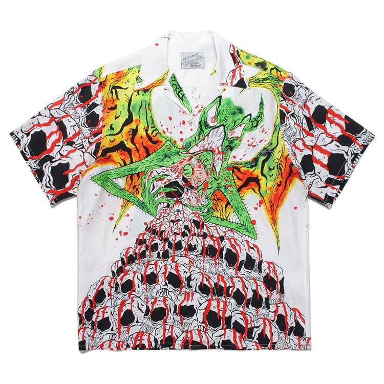 GUILTYPARTIES TIGER Shirts Anniversary Limited Ghost Graffiti Devil Angel Hawaiian Short Sleeve Shirt Men