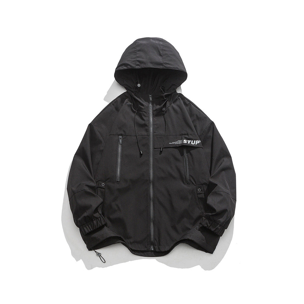 Unisex Jacket Windproof Shell Jacket Jacket Men's and Women's Loose Casual Mechanical Style Hooded Jacket