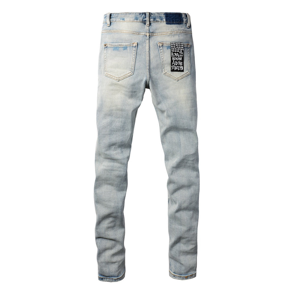 KSUBI Jeans Slim Fit Casual Stretch Ripped Jeans