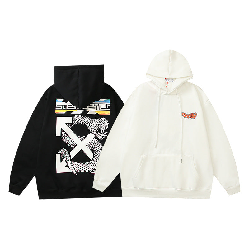 OW   hoodie boa pattern arrow fleece hooded