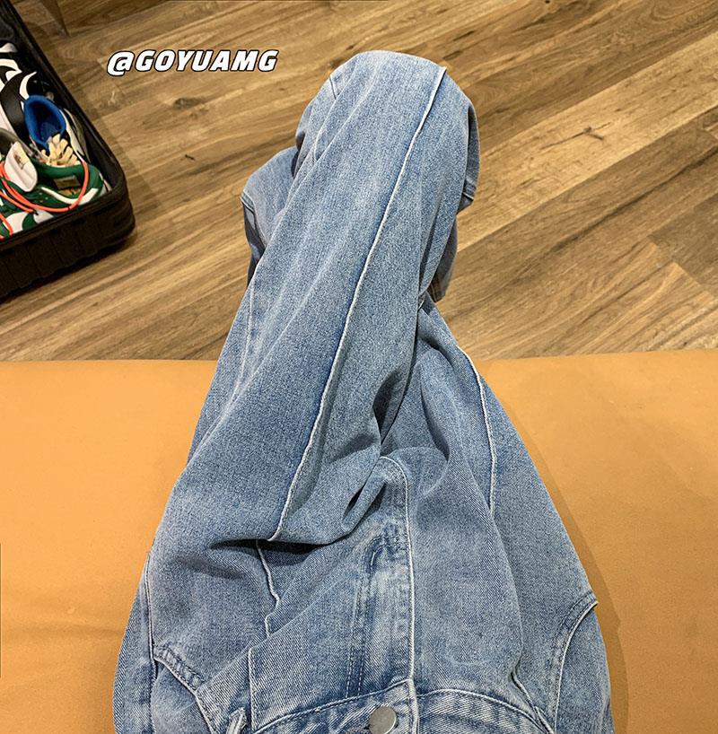 Men Jeans Vintage Black Jeans Men's Straight Loose Wide Leg Pants