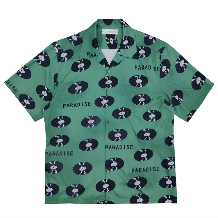 GUILTYPARTIES TIGER Shirts 24ss vinyl record rayon hawaiian casual short-sleeved shirt men