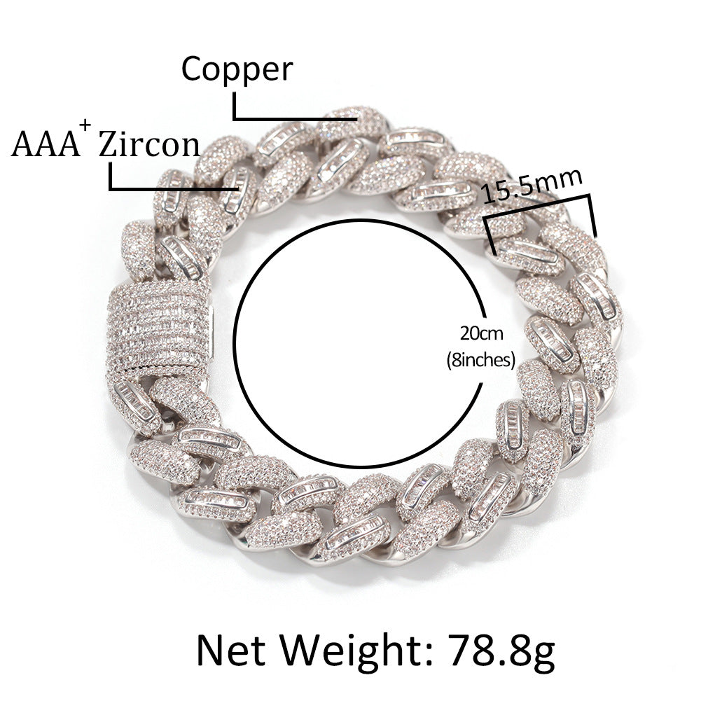 Bracelet Zircon Cuban Chain Bracelet Trendy Vintage Spectrum Jesus Pieces