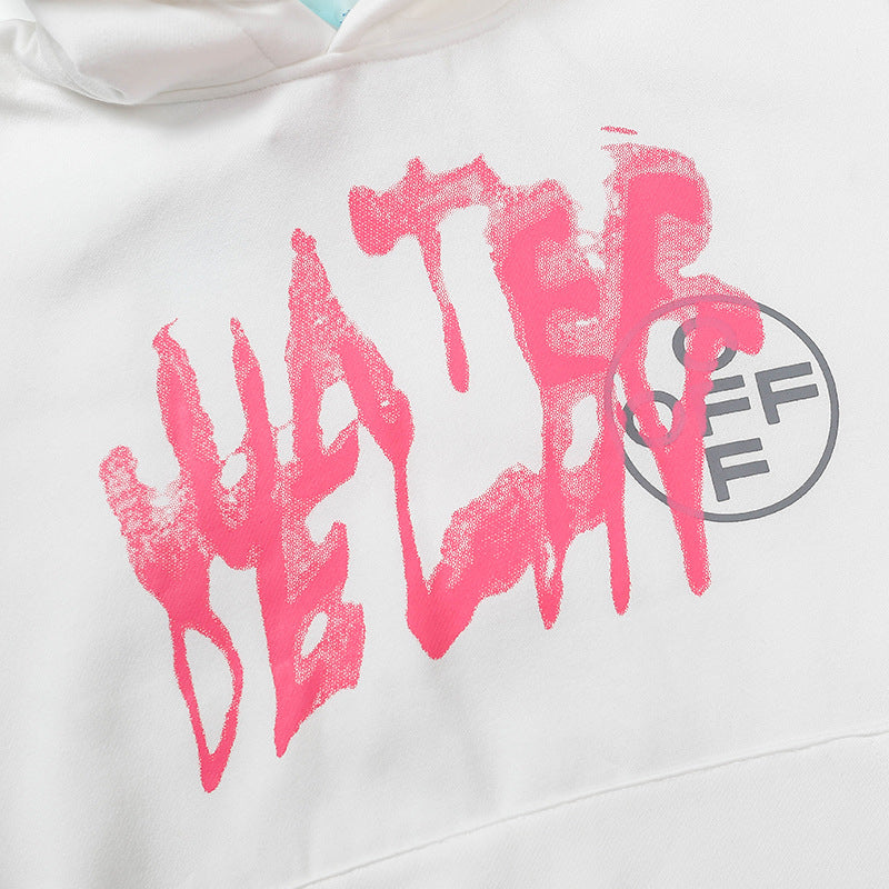 OW  hoodie Graffiti Alphabet Arrow Pattern Fleece Hood