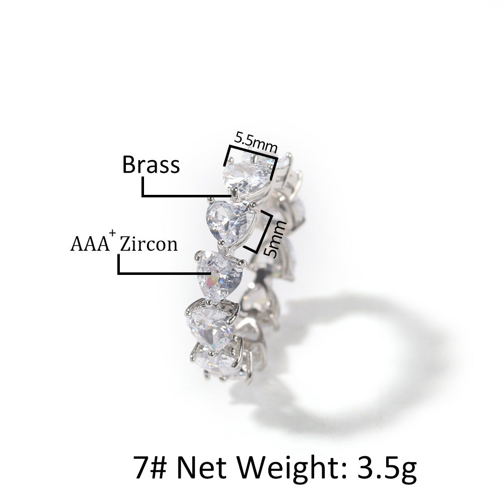 Rings Hip Hop Rings Men's Love Zircon Spectrum St. Valentine's