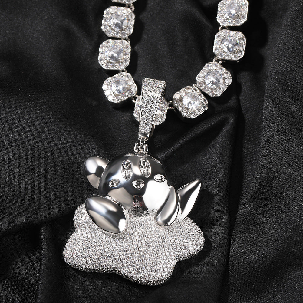 Jewelry Cartoon Diamond Silver Star Kirby Pendant Fashion Versatile Kirby St. Valentine's Spectrum Jesus Pieces