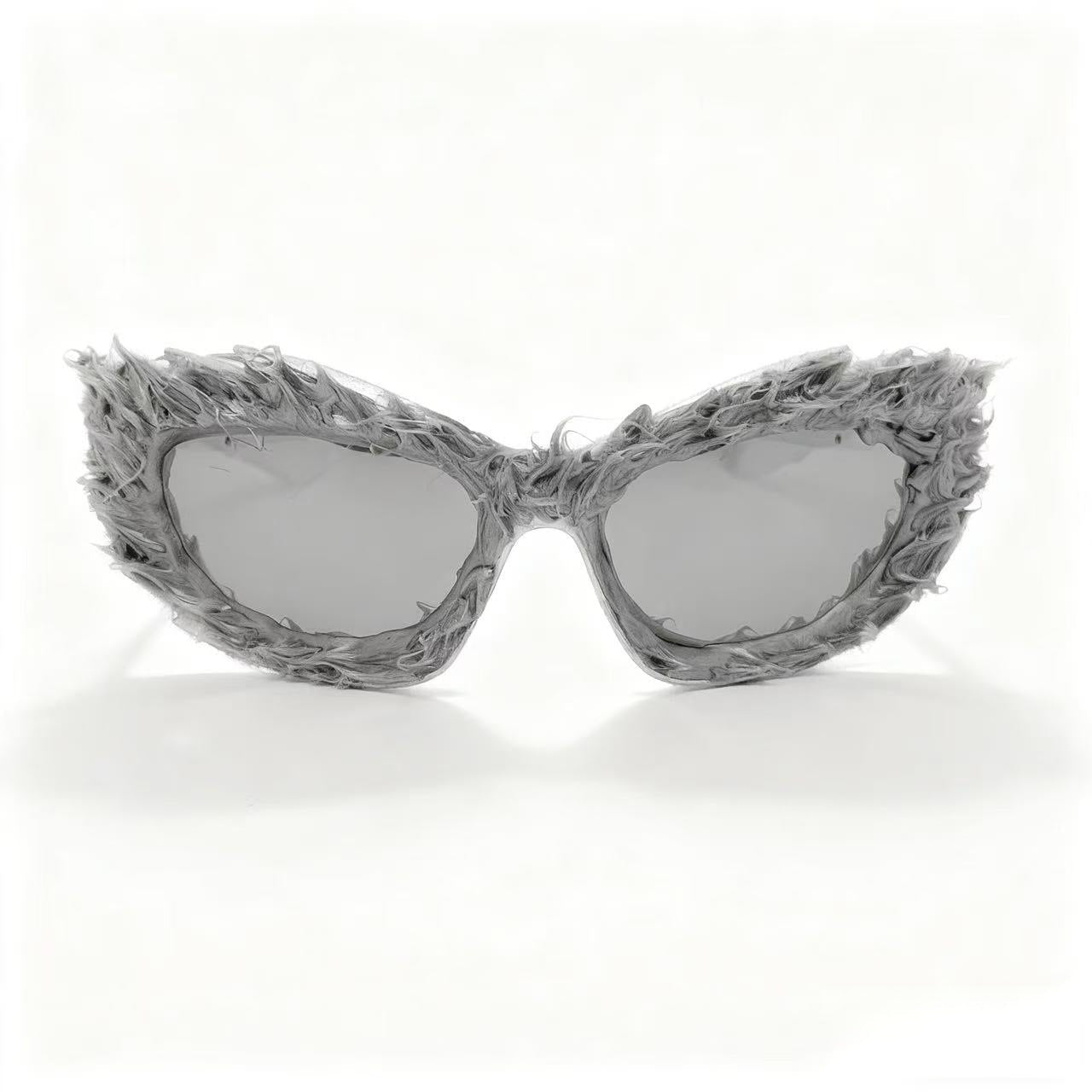 Trendy punk glasses asymmetrical dark cat eyes
