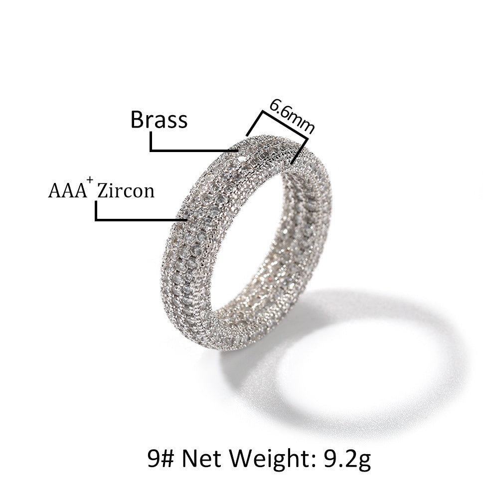 Rings Copper Zircon Full Diamond Ring hiphop Spectrum Royalty