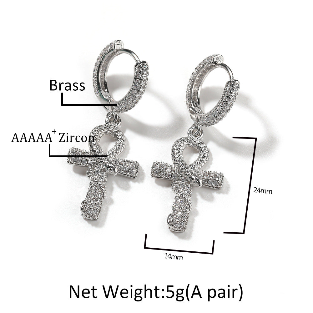 Earrings Zircon Ankh Earrings Ankh Crosses Egypt Pieces