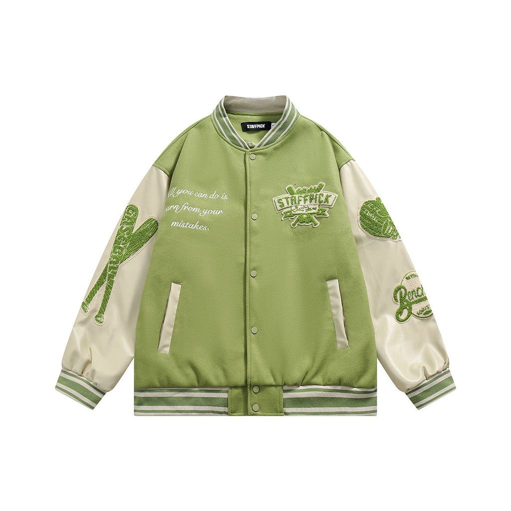 Unisex Jacket Loose Baseball Clothing Jacket Men's and Women's Retro Embroidered Baseball Uniform Coat