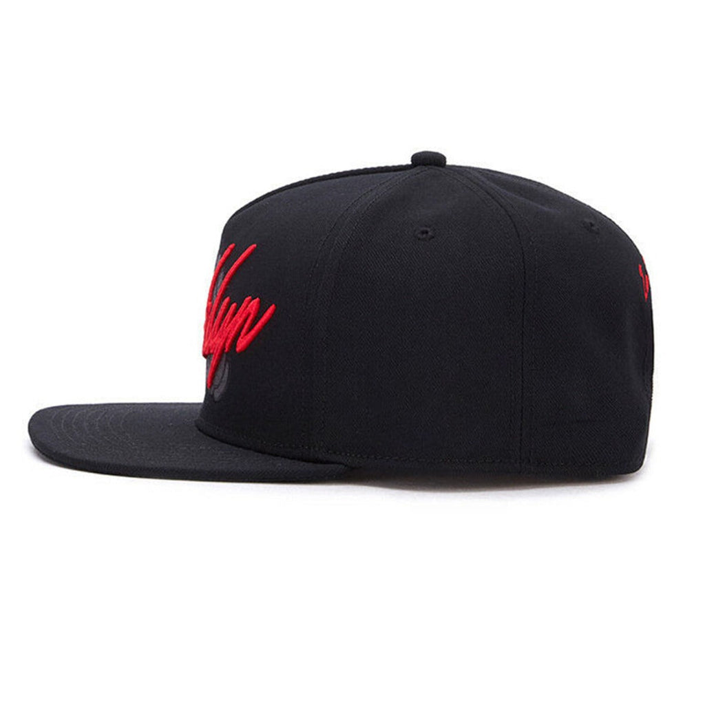 Trendy flat brimmed snapback hats embroider brooklyn breathable and adjustable
