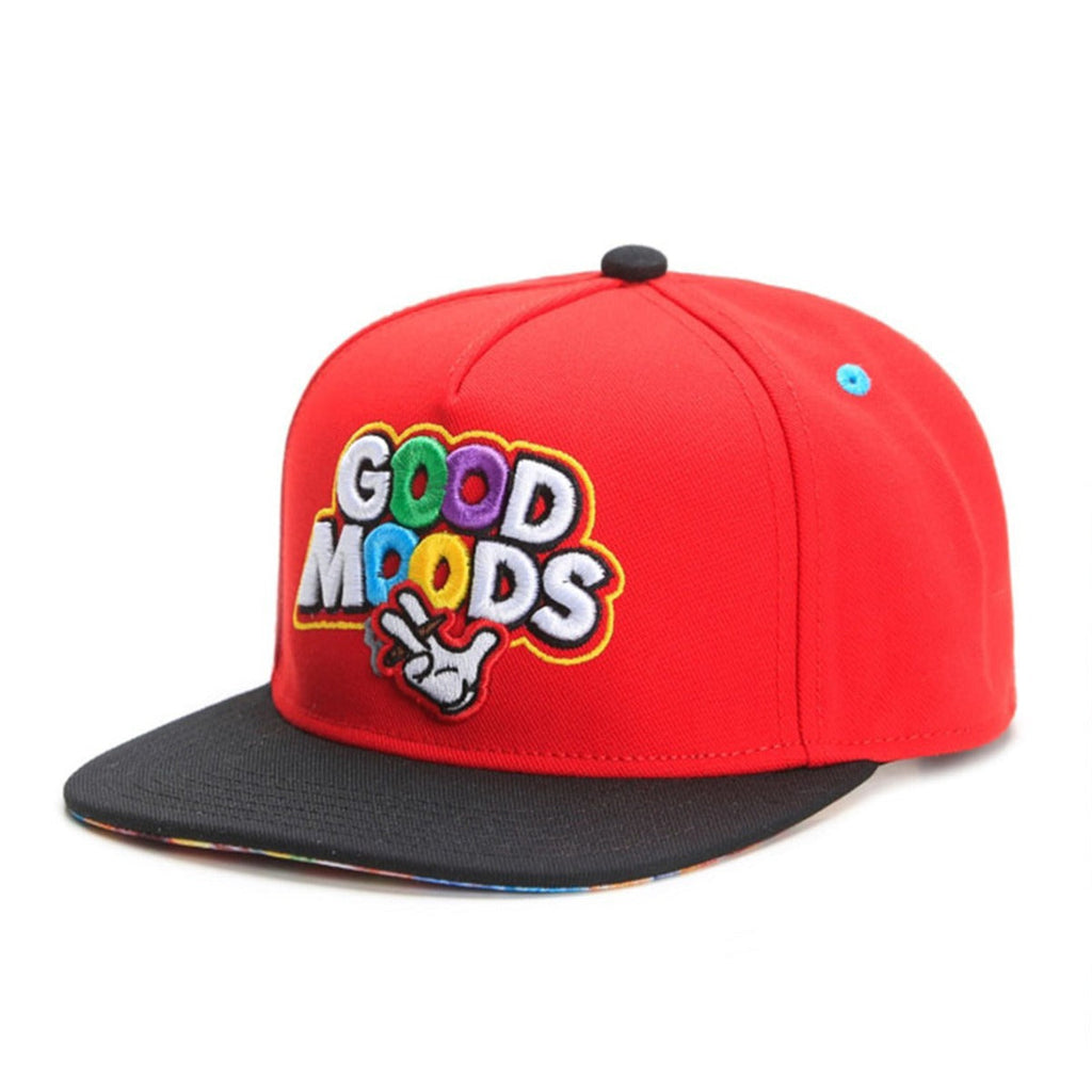 Trendy flat brimmed snapback hats good moodsembroider spring and summer cap