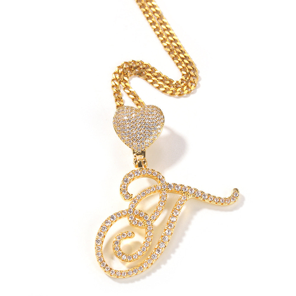 Jewelry Zircon Love Button Head Flower Letter Pendant Personality Word Up Spectrum St. Valentine's