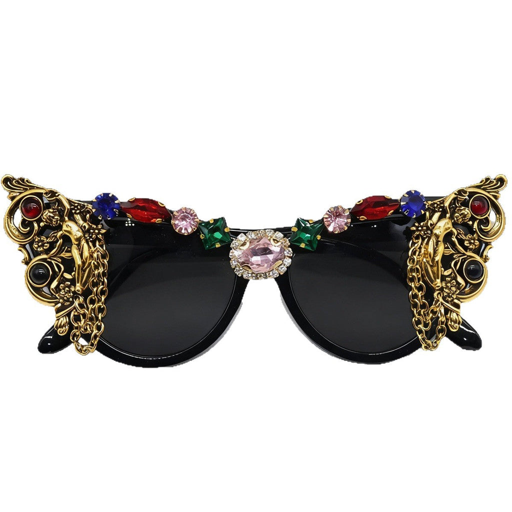 Trendy Punk Glasses Vintage Diamond Set