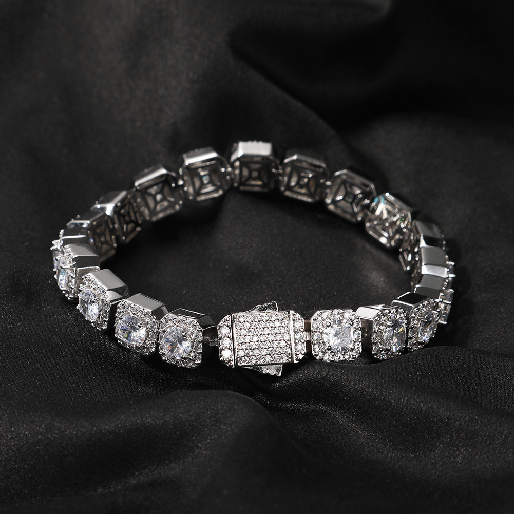 Bracelet Copper Zircon Flower Rock Sugar Chain Bracelet Spectrum St. Valentine's